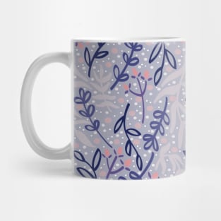 Botanicals and Dots - Hand Drawn Design - Blue, Pink, Purple, Indigo, and White Mug